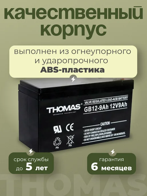 Thomas Аккумулятор для ибп 12v 9Ah F2 T2 эхолотов, детских машин, вариант, фото 2