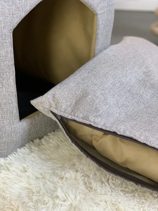 UFAMUR Домик Будка Лежанка для кошек и собак Премьер, серый, фото 5