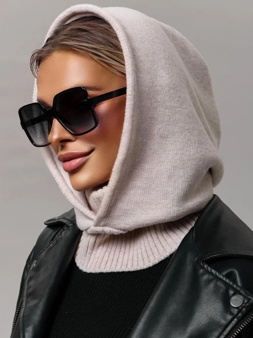 MURWEAR Капор вязаный капюшон, бежевый