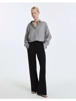 Чёрные брюки Wide leg с поясом Gloria Jeans 261094526 купить за 2 249 ₽ в интернет-магазине Wildberries