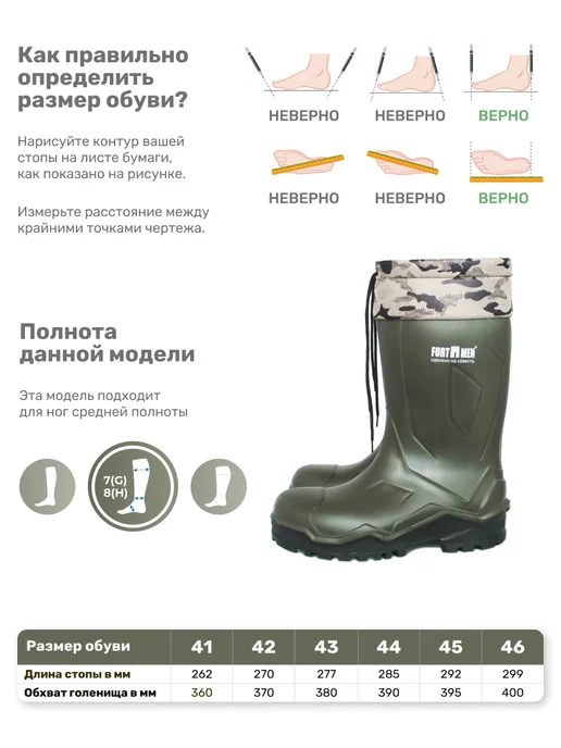 FORTMEN Сапоги резиновые утепленные полиуретановые, зеленый, фото 2