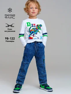 Джинсы regular fit на флисе PlayToday 261219020 купить за 1 895 ₽ в интернет-магазине Wildberries