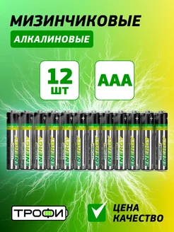 Батарейки мизинчиковые AAA LR03-12S алкалиновые 12 штук Трофи 261295954 купить за 181 ₽ в интернет-магазине Wildberries