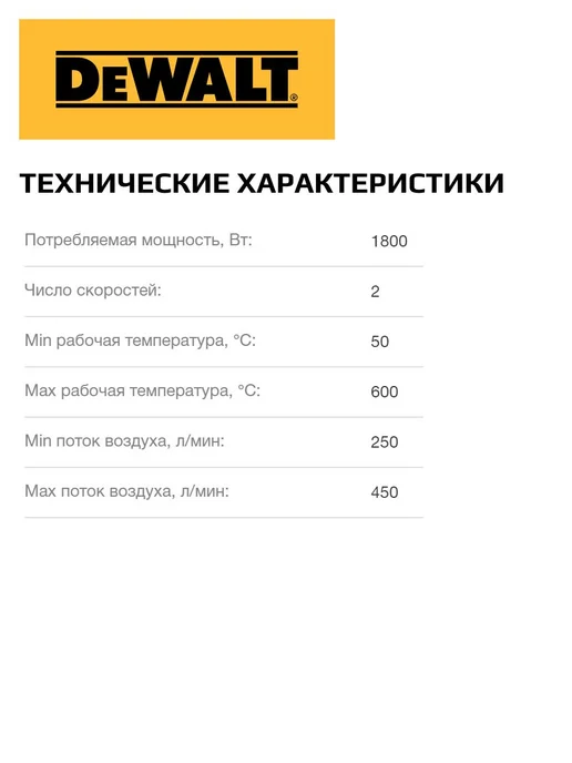 deWalt Пистолет горячего воздуха, 1800 Вт, D26411, 1800 Вт, фото 2