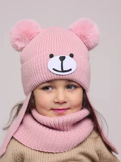 Шапка вязаная с завязками со снудом Berta kids 261361685 купить за 1 320 ₽ в интернет-магазине Wildberries