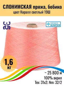 Бобинная пряжа акрил СЛОНИМСКАЯ, Св. Коралл, 1,6кг, 1 шт Слонимская пряжа 261471597 купить за 1 871 ₽ в интернет-магазине Wildberries