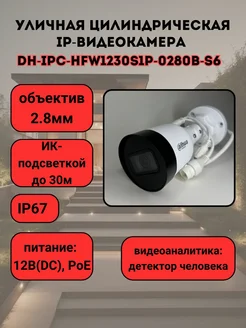 DH-IPC-HFW1230S1P-0280B-S6 (2.8мм) Уличная IP-видеокамера