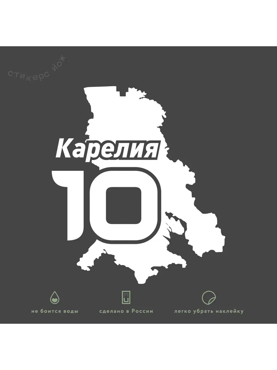 Наклейка "Республика Карелия / 10 регион" 13х11 см