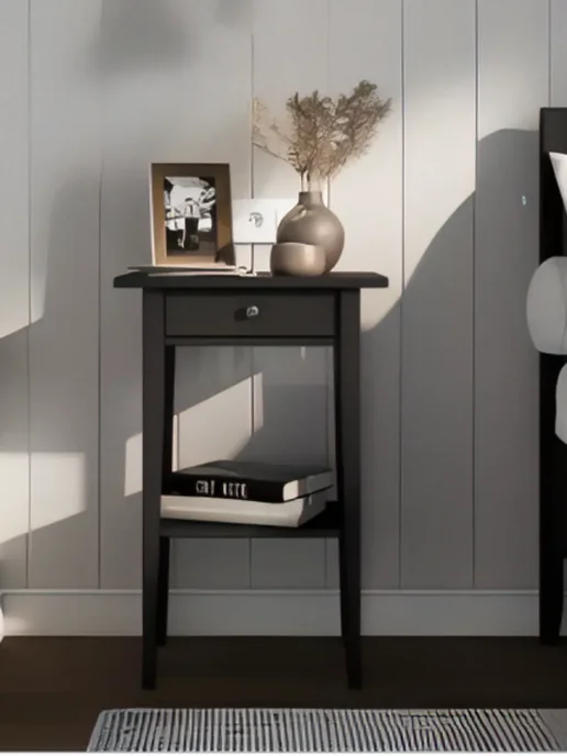 IKEA Тумба прикроватная из массива сосны, черный, фото 2