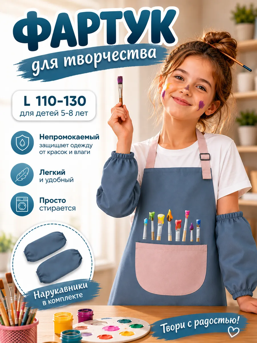 фартук для рисования с нарукавниками