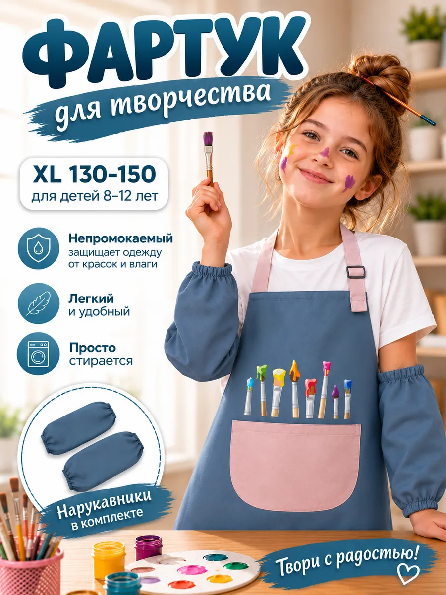 фартук для рисования с нарукавниками