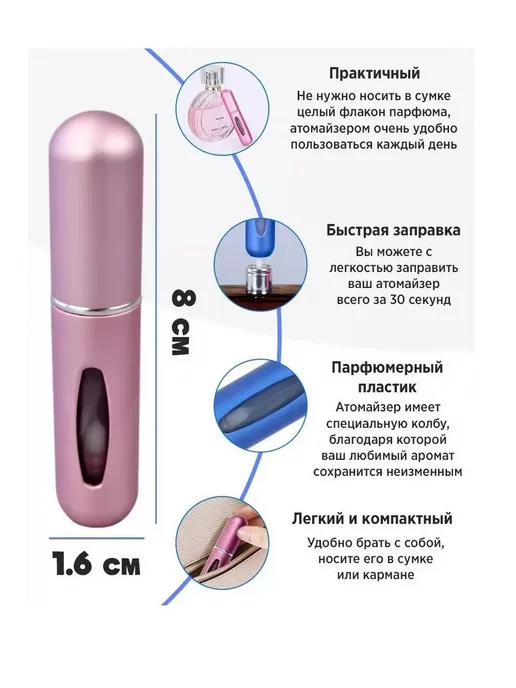 All For Nails Атомайзер для духов #7, набор 3 шт по 5 мл, 3 шт, 5 мл, фото 7