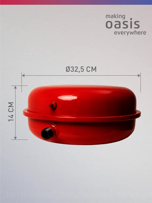 Making Oasis Everywhere Плоский расширительный бак для систем отопления RP-10, красный, фото 3