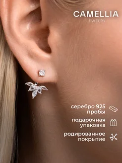 Серьги серебро 925 пусеты с фианитами