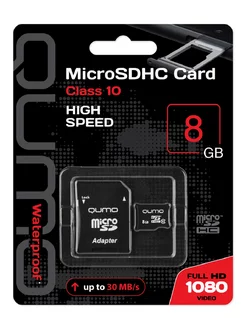 Карта памяти MicroSDHC 8GB Class 10 с адаптером