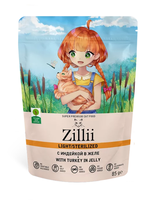 Zillii паучи для стерилизованных кошек с индейкой - 85 х 12 шт, 85x12, 12 шт, фото 2