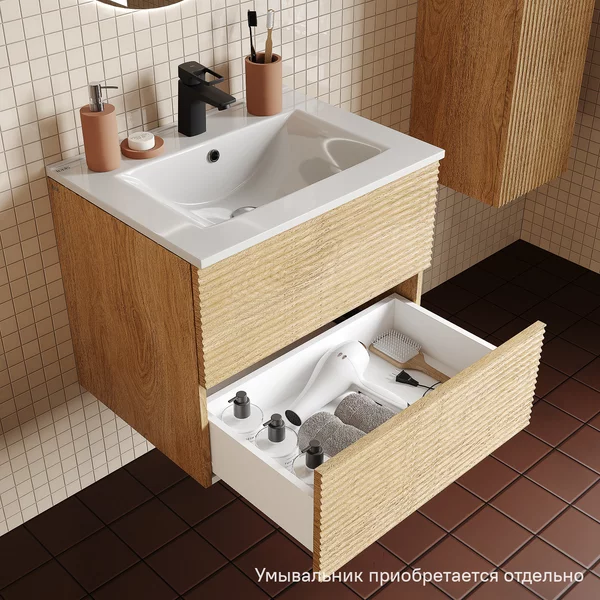 Фото товара на маркетплейсе wildberries Тумба в ванную без раковины подвесная 60 см