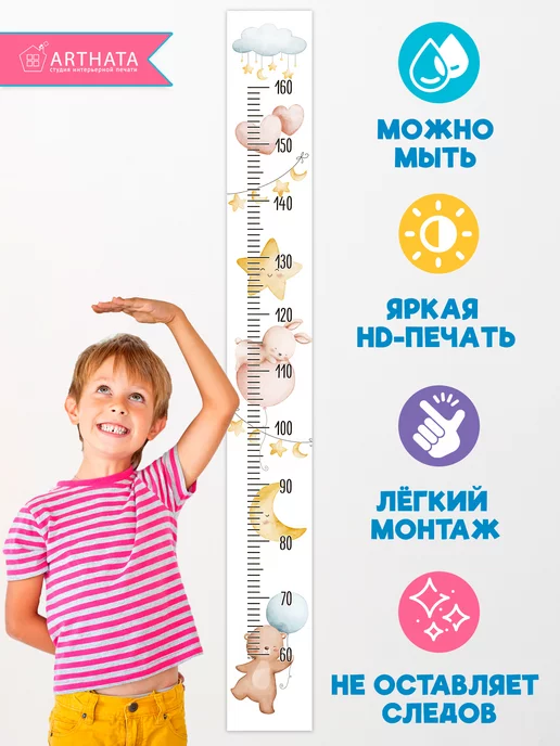 Arthata - лавка сокровищ Подарок на день рождения наклейка ростомер детский 15х127см, вариант, фото 3