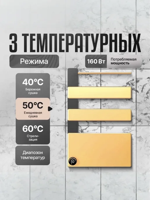 АМБ Маркет Полотенцесушитель электрический, 430*655 золото, 430x655, фото 2