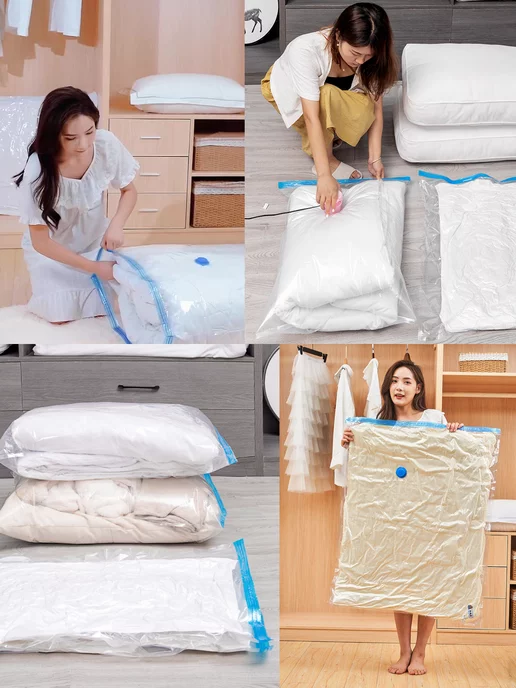 homivelRU Вакуумные пакеты для одежды с насосом 80x100 4 шт, 6 шт, фото 6